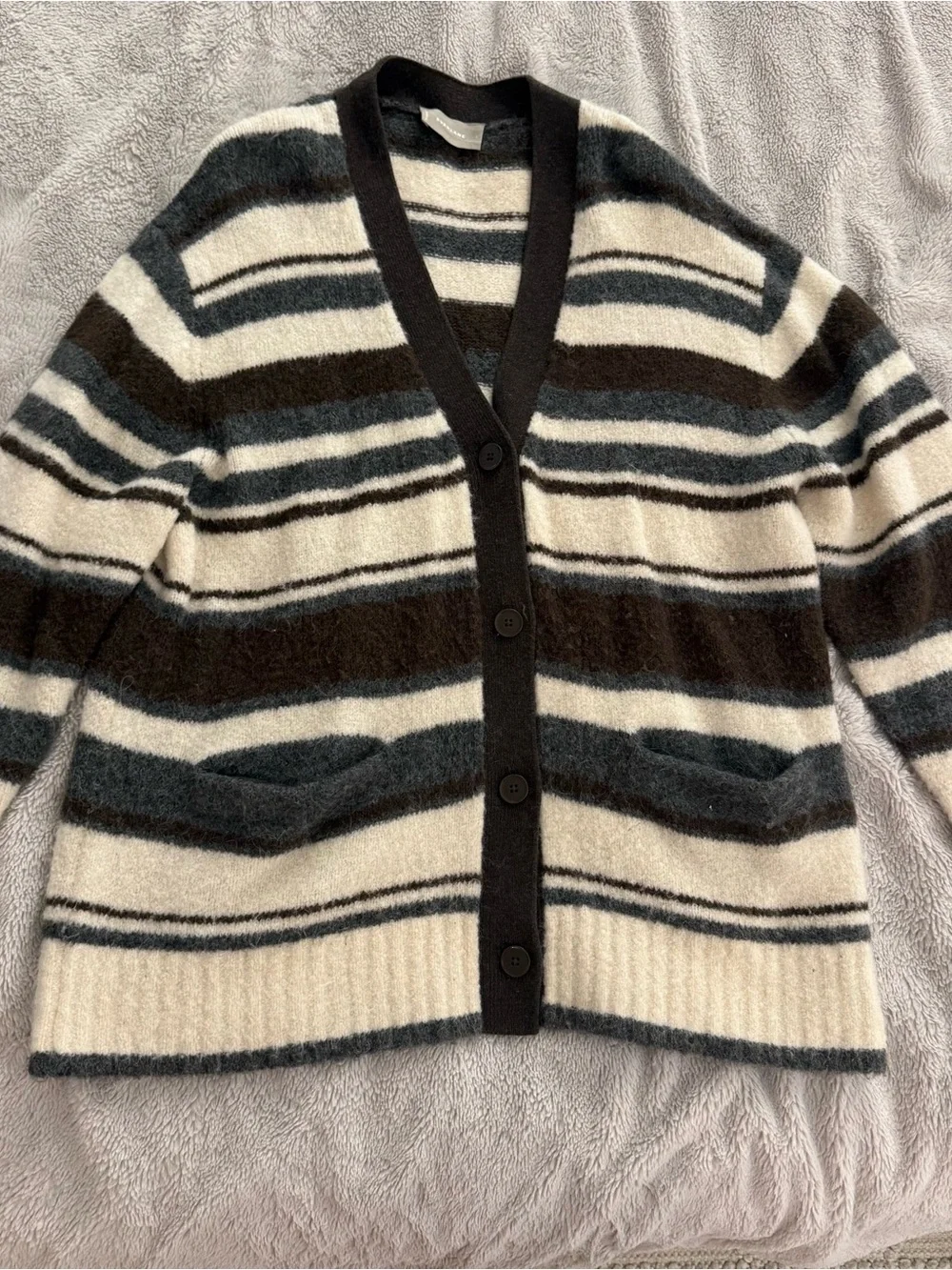 Everlane the Superfuzz Alpaca Wool Striped Cardigan - Picture 4 of 7